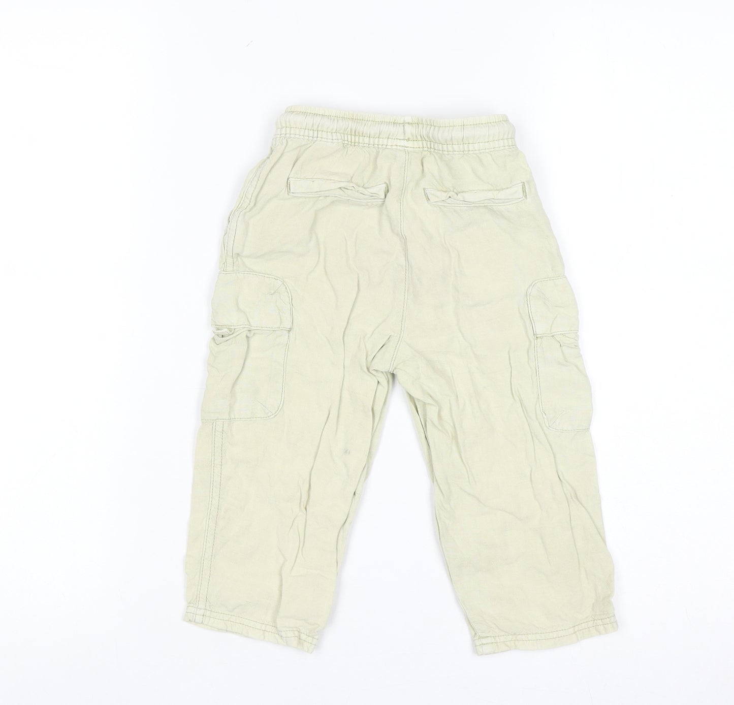 Zara Boys Beige Cargo Trousers 3 Years Elastic Waist Cotton Casual