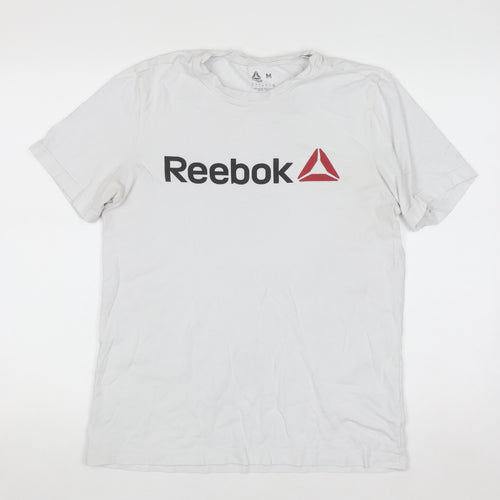 Reebok Men's White Logo Graphic Short Sleeve Cotton T-Shirt M