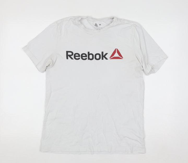 Reebok Men's White Logo Graphic Short Sleeve Cotton T-Shirt M
