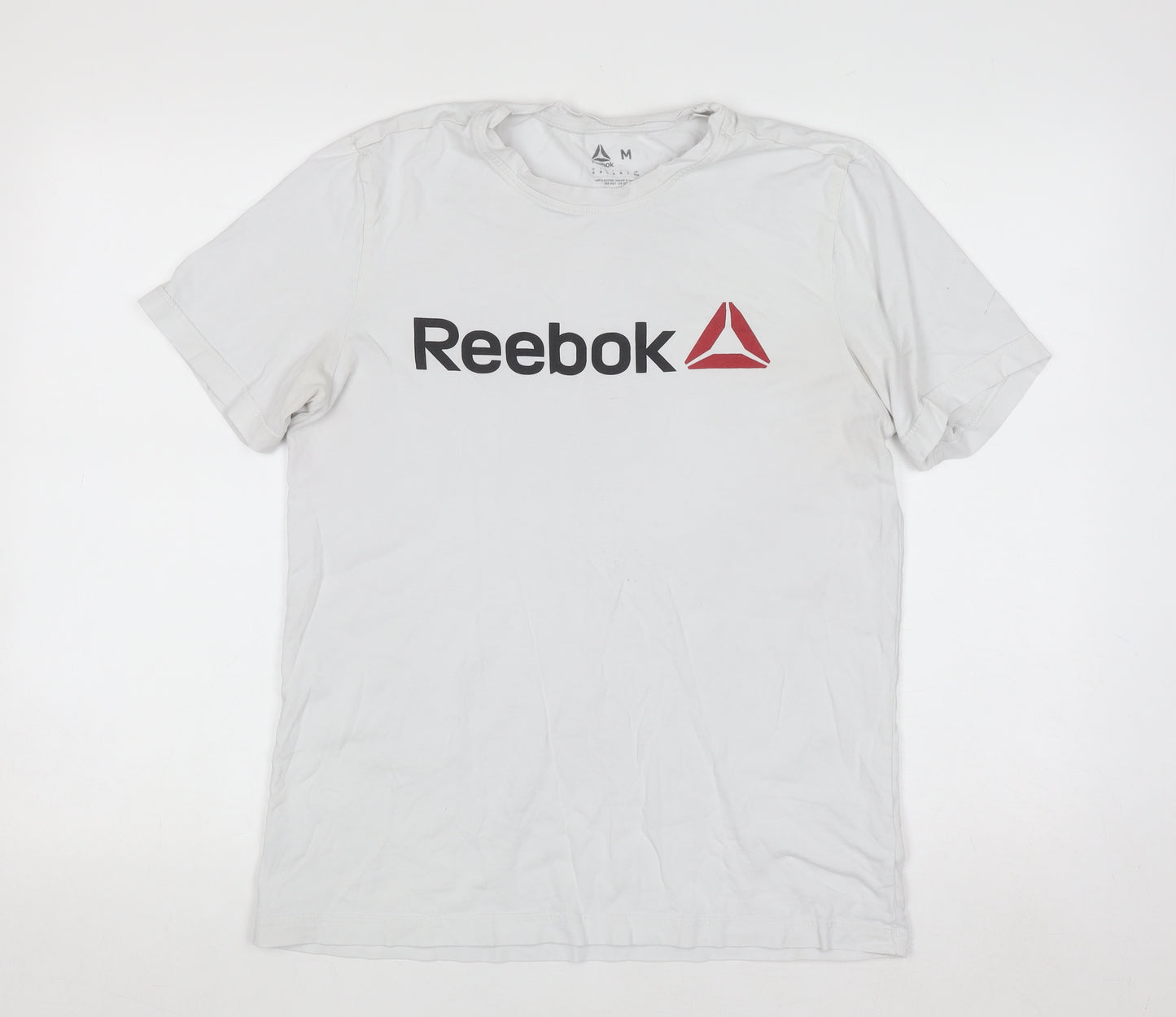 Reebok Men's White Logo Graphic Short Sleeve Cotton T-Shirt M