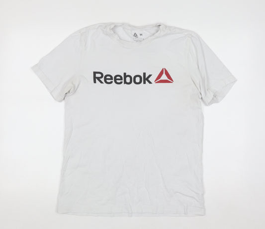Reebok Men's White Logo Graphic Short Sleeve Cotton T-Shirt M