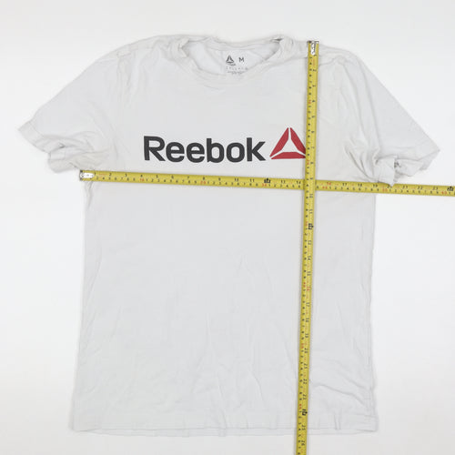 Reebok Men's White Logo Graphic Short Sleeve Cotton T-Shirt M