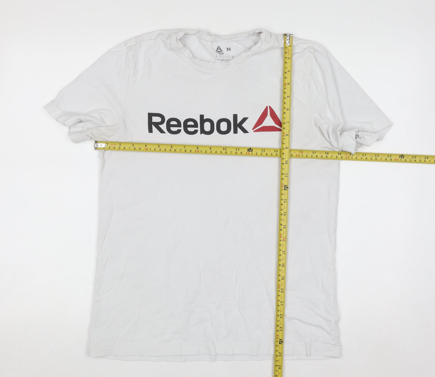 Reebok Men's White Logo Graphic Short Sleeve Cotton T-Shirt M