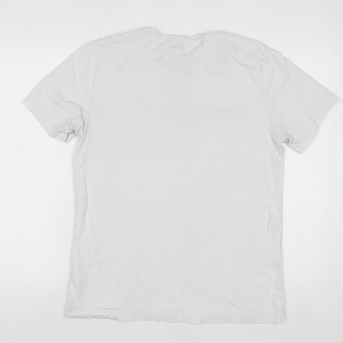 Reebok Men's White Logo Graphic Short Sleeve Cotton T-Shirt M