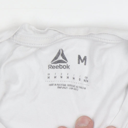Reebok Men's White Logo Graphic Short Sleeve Cotton T-Shirt M