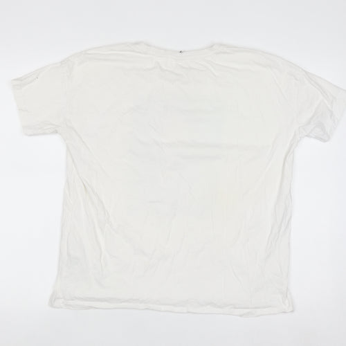ONLY Women’s White Graphic Print Cotton Relaxed Fit T-Shirt M