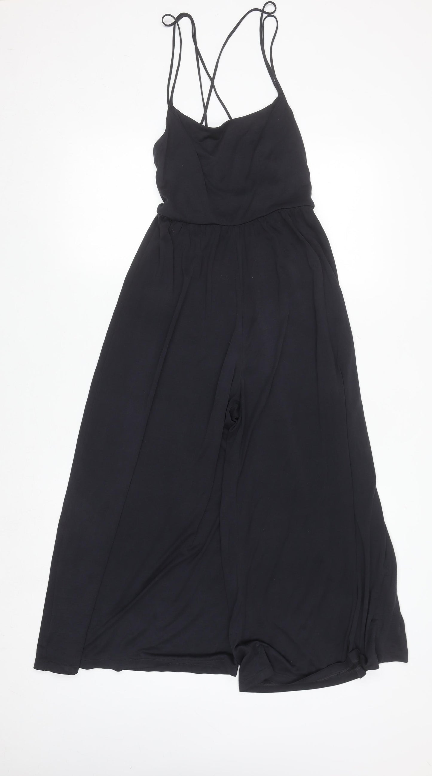Urban Outfitters Womens Black XXS Strappy Wide-Leg Jumpsuit