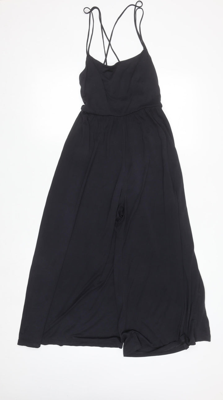 Urban Outfitters Womens Black XXS Strappy Wide-Leg Jumpsuit