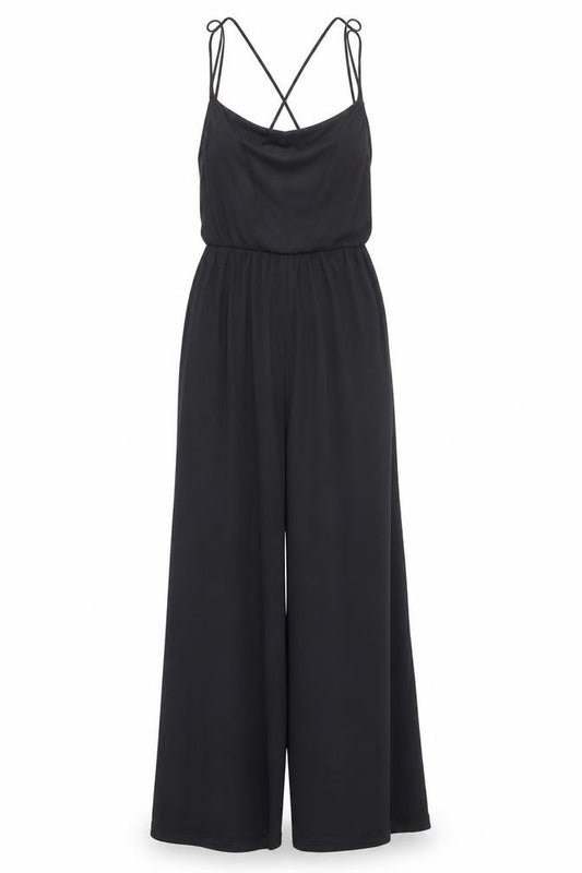 Urban Outfitters Womens Black XXS Strappy Wide-Leg Jumpsuit