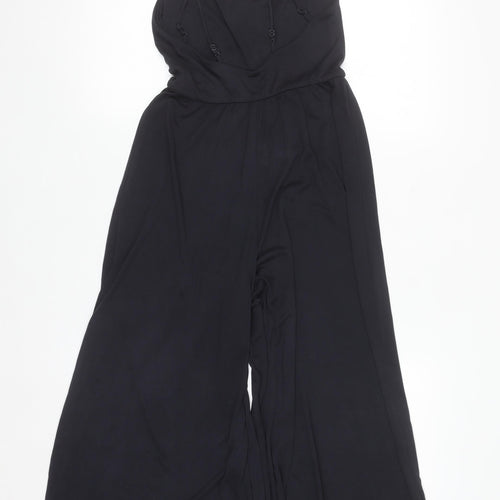 Urban Outfitters Womens Black XXS Strappy Wide-Leg Jumpsuit
