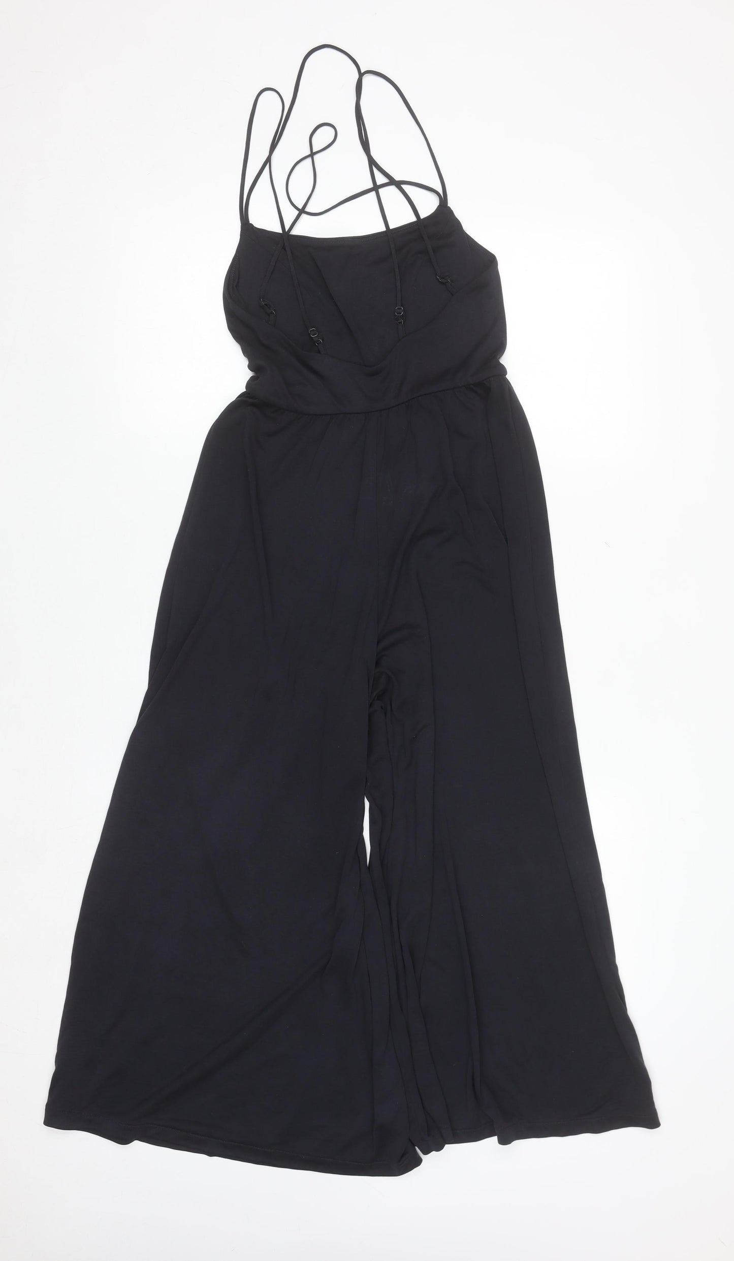 Urban Outfitters Womens Black XXS Strappy Wide-Leg Jumpsuit