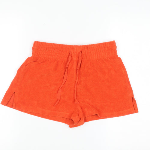 Bershka Women’s Orange Terry Sweat Shorts Size M