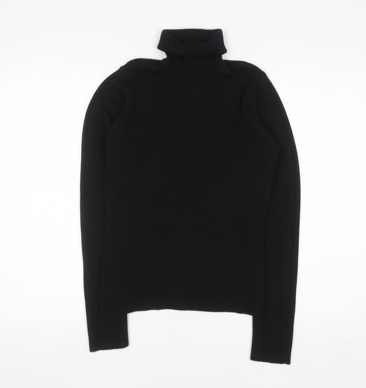Laura Ashley Womens Black Roll Neck Pure Merino Wool Jumper L