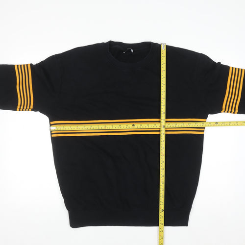 New Look Men Black & Yellow Striped Pullover Sweatshirt M