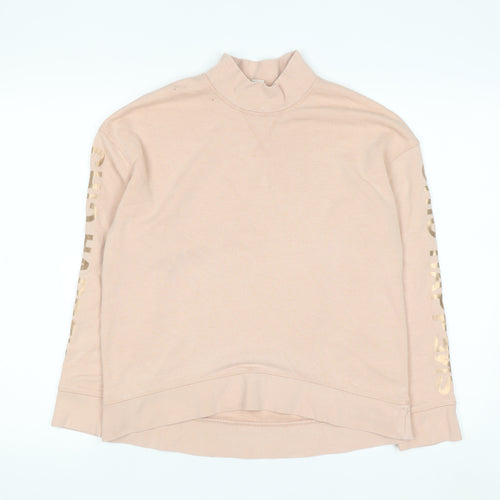 H&M Women Beige Mock Neck Pullover Sweatshirt XS Cotton Blend