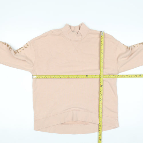 H&M Women Beige Mock Neck Pullover Sweatshirt XS Cotton Blend