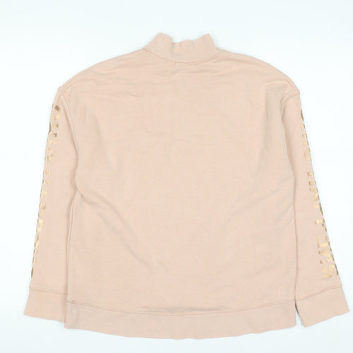 H&M Women Beige Mock Neck Pullover Sweatshirt XS Cotton Blend