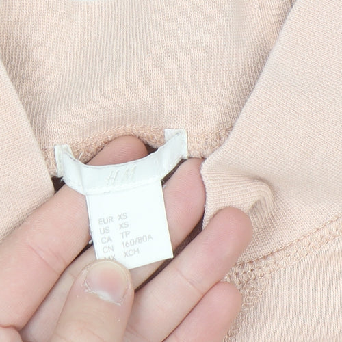 H&M Women Beige Mock Neck Pullover Sweatshirt XS Cotton Blend