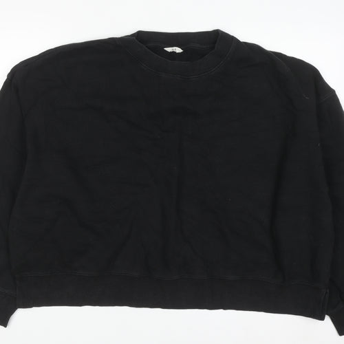 Hush Women Black XL Pullover Sweatshirt 100% Cotton Crew Neck