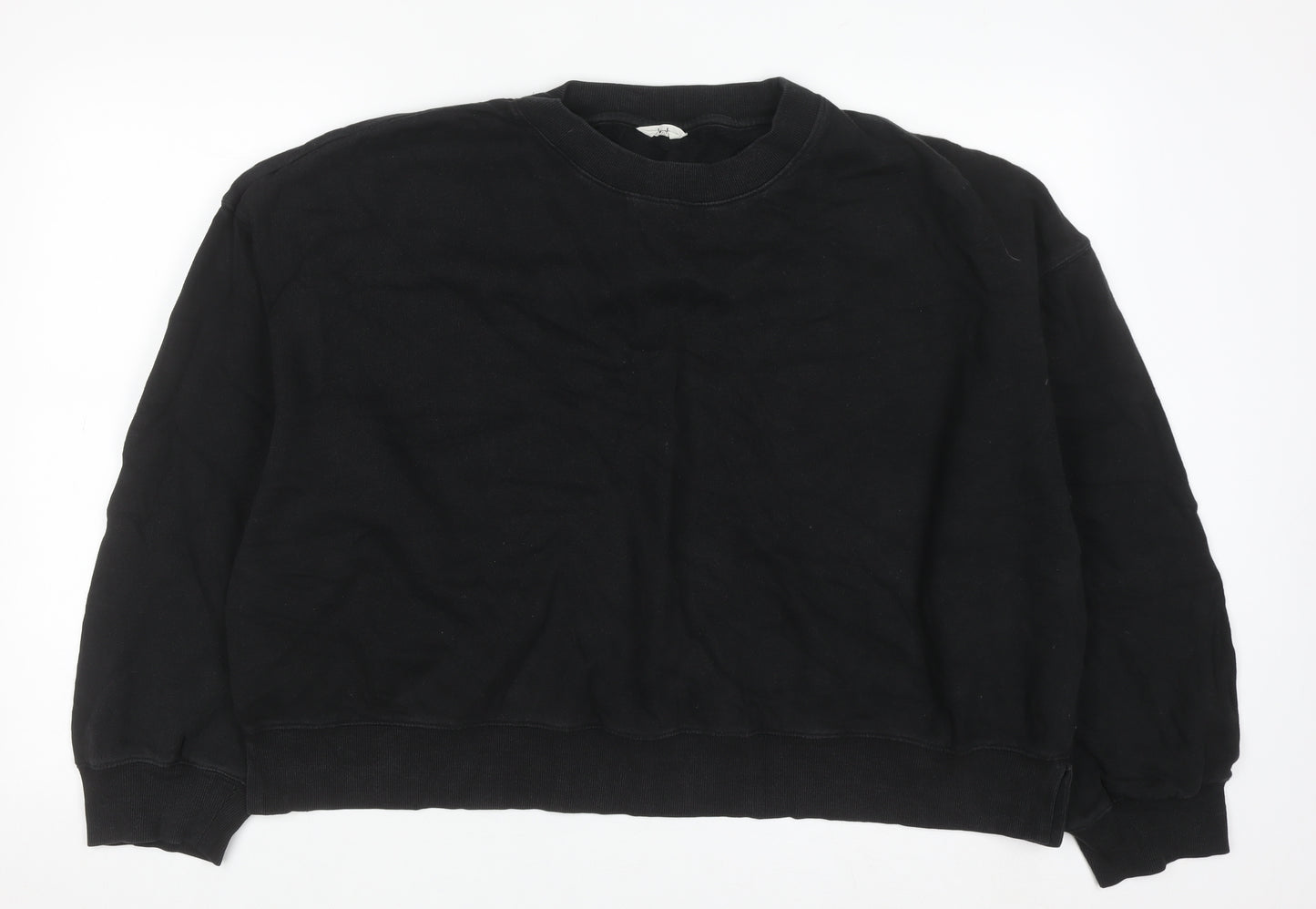 Hush Women Black XL Pullover Sweatshirt 100% Cotton Crew Neck