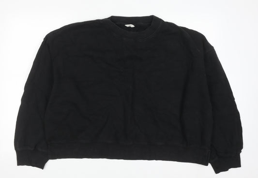 Hush Women Black XL Pullover Sweatshirt 100% Cotton Crew Neck