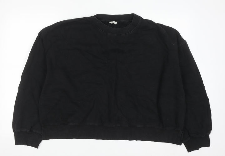 Hush Women Black XL Pullover Sweatshirt 100% Cotton Crew Neck