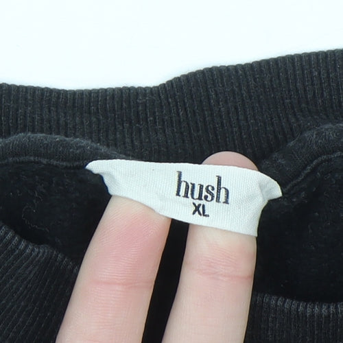 Hush Women Black XL Pullover Sweatshirt 100% Cotton Crew Neck