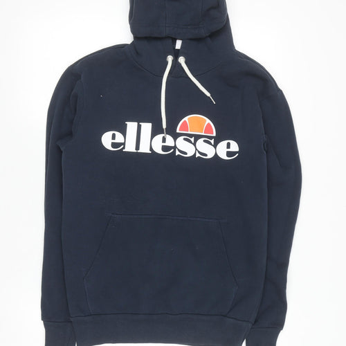 Ellesse Women's Navy Hoodie Size 8 Pullover Cotton Blend Logo Hooded Sweatshirt