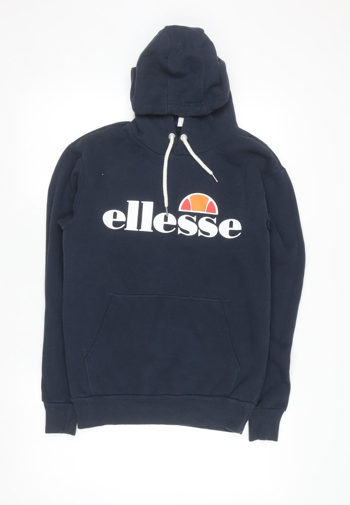 Ellesse Women's Navy Hoodie Size 8 Pullover Cotton Blend Logo Hooded Sweatshirt