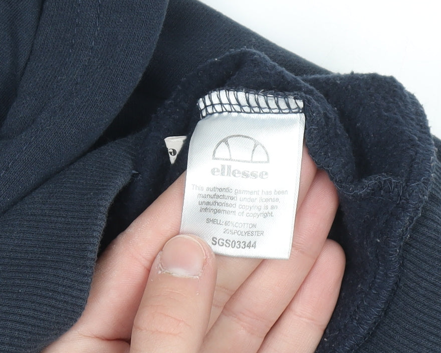 Ellesse Women's Navy Hoodie Size 8 Pullover Cotton Blend Logo Hooded Sweatshirt