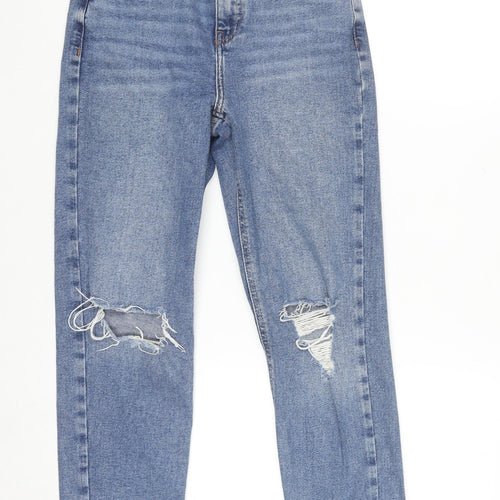 New Look Women's Blue Tori Mom Jeans Size 6 Distressed Denim