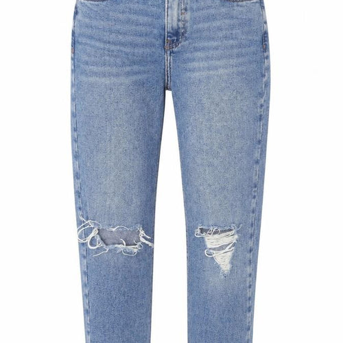 New Look Women's Blue Tori Mom Jeans Size 6 Distressed Denim