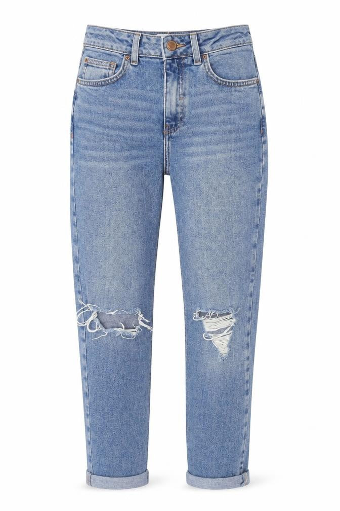 New Look Women's Blue Tori Mom Jeans Size 6 Distressed Denim