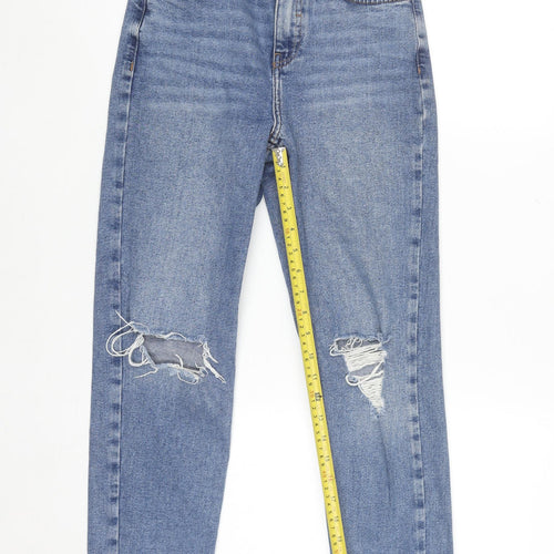 New Look Women's Blue Tori Mom Jeans Size 6 Distressed Denim