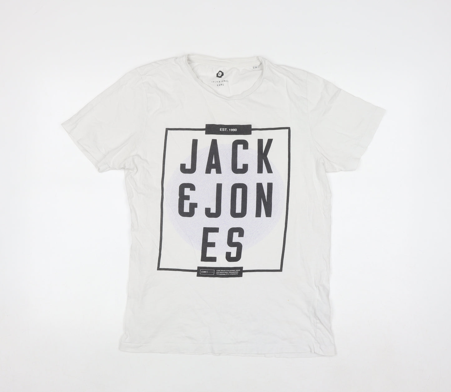 Jack & Jones Men's White Graphic Logo T-Shirt Size L