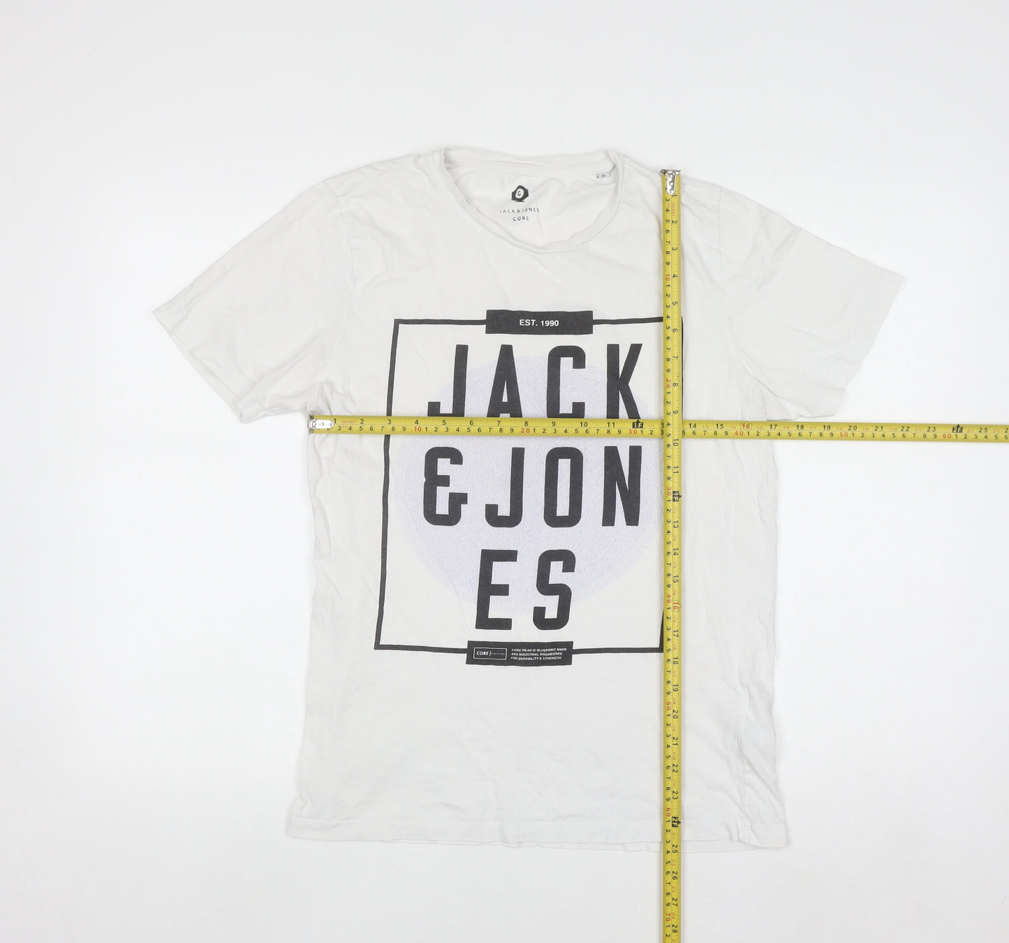 Jack & Jones Men's White Graphic Logo T-Shirt Size L