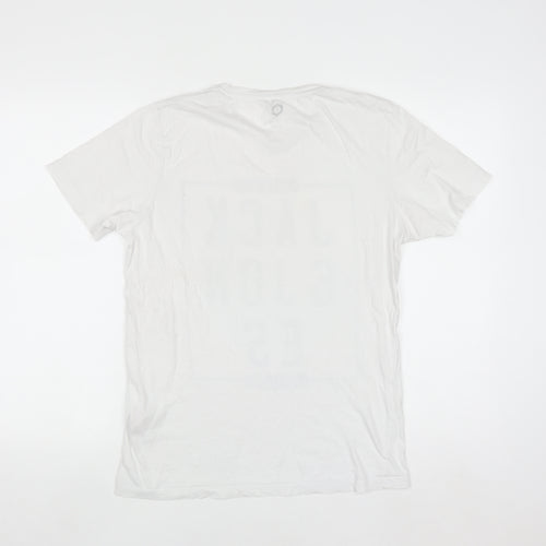 Jack & Jones Men's White Graphic Logo T-Shirt Size L