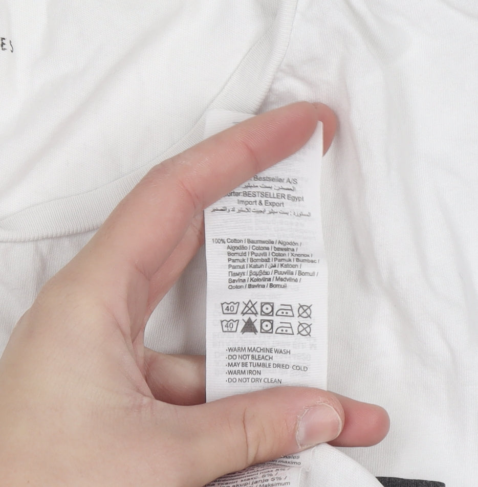 Jack & Jones Men's White Graphic Logo T-Shirt Size L