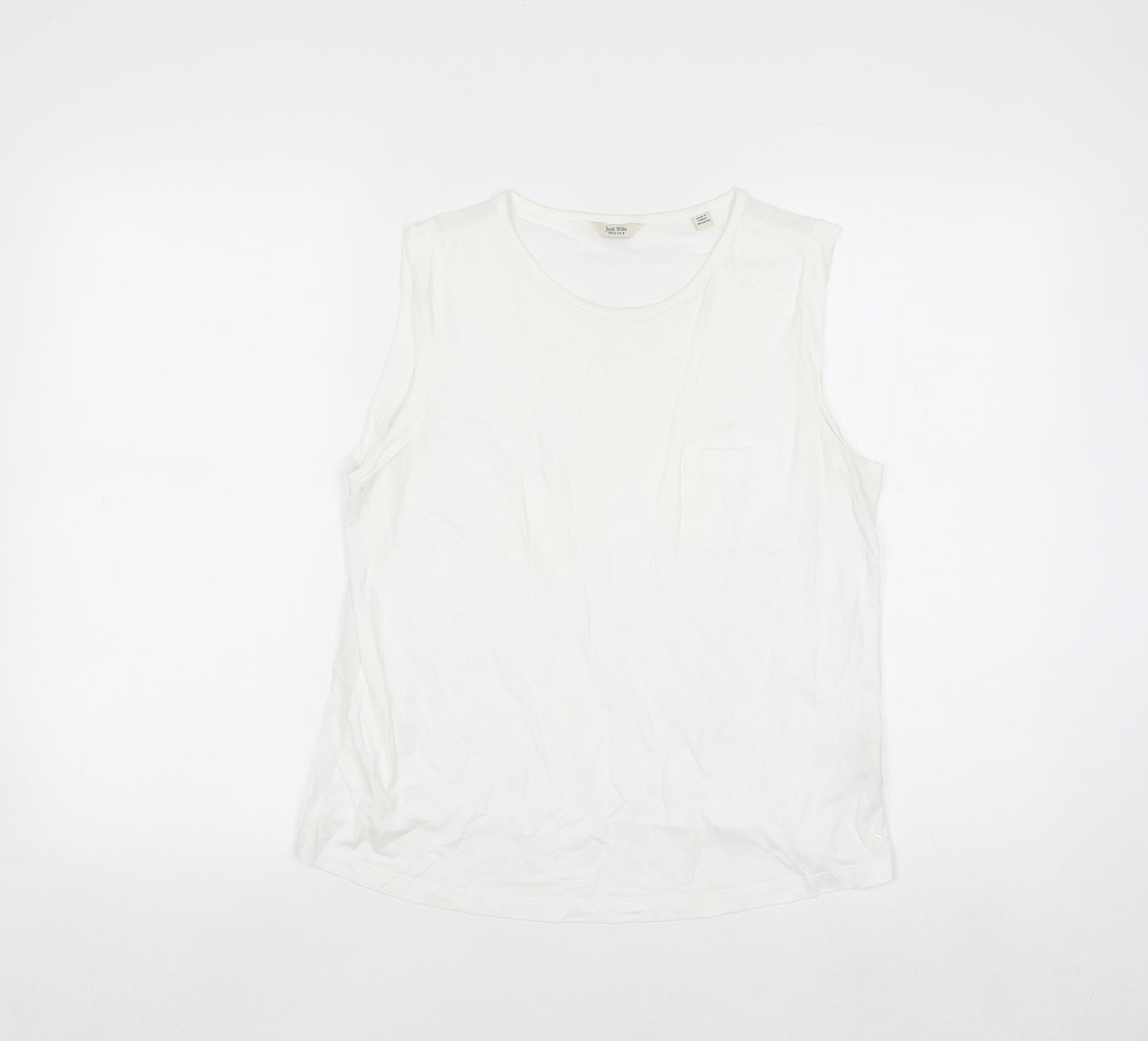 Jack Wills Women White Cotton Modal Tank Top UK 12