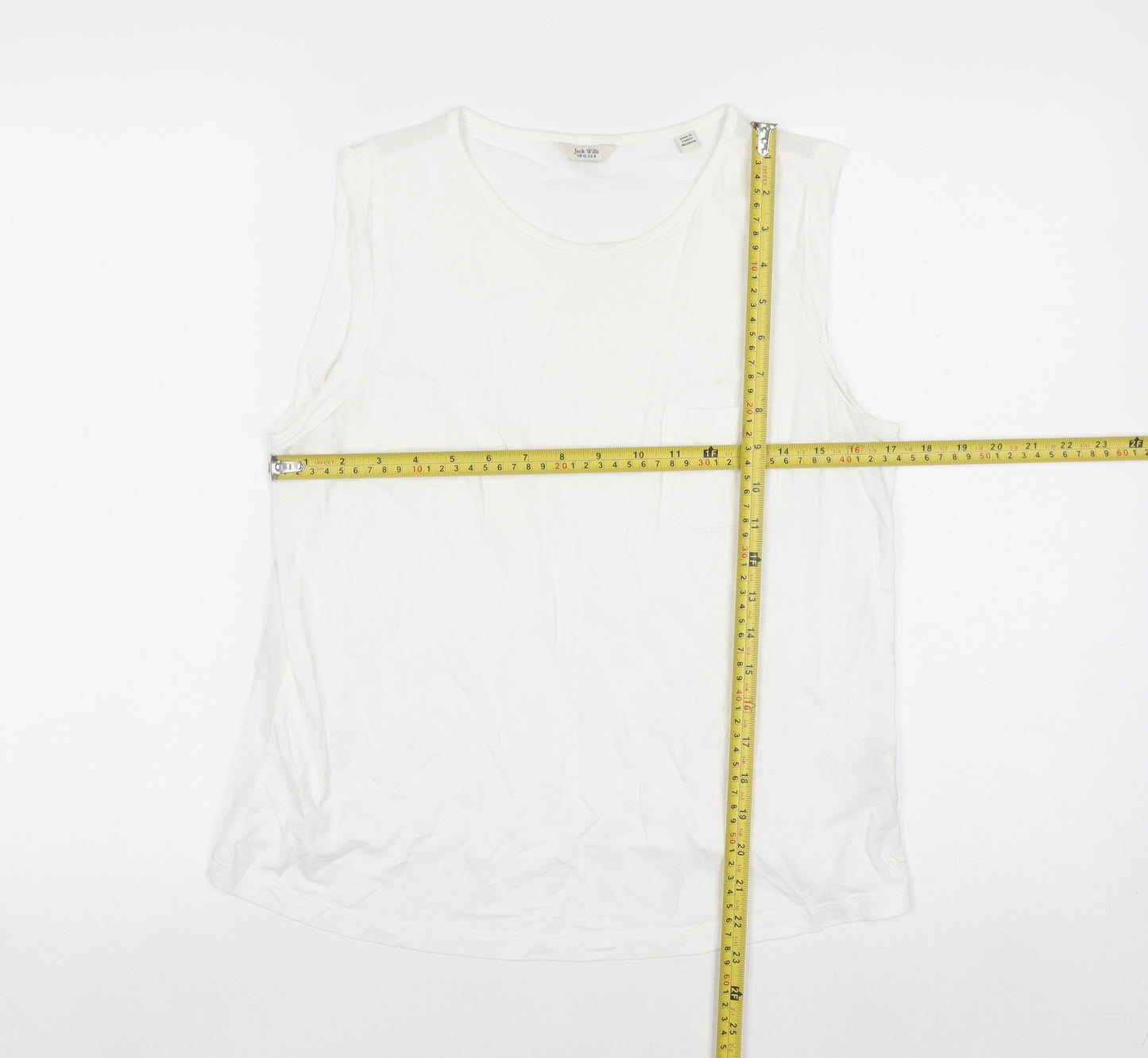 Jack Wills Women White Cotton Modal Tank Top UK 12