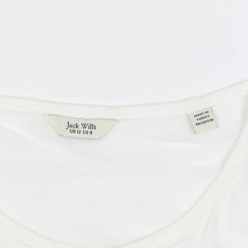 Jack Wills Women White Cotton Modal Tank Top UK 12