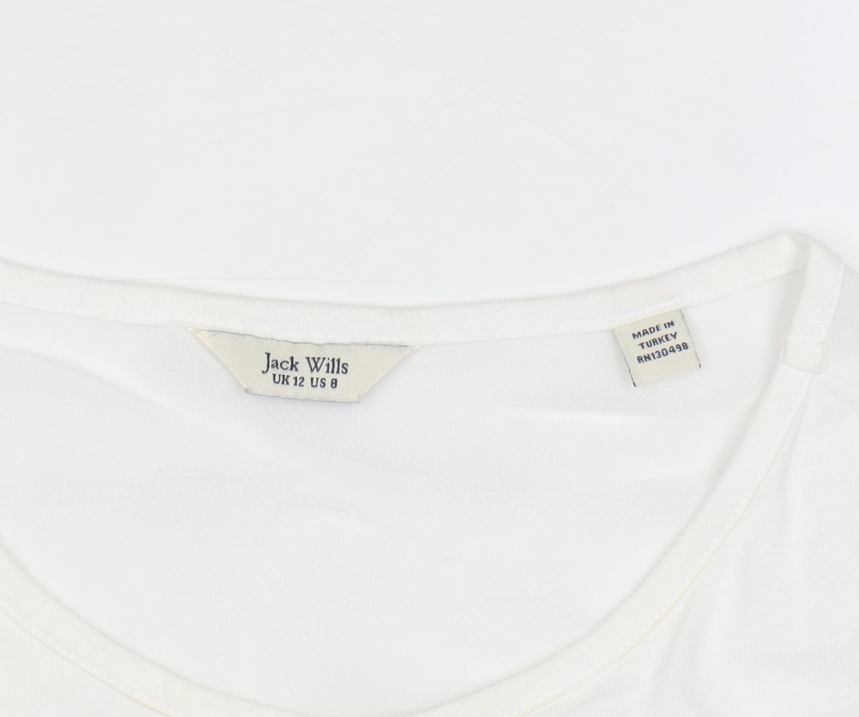 Jack Wills Women White Cotton Modal Tank Top UK 12
