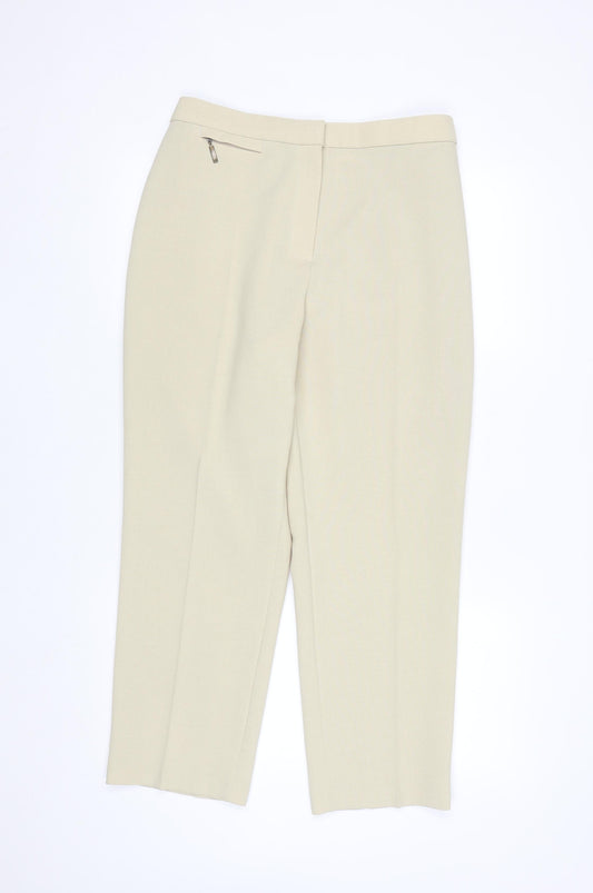 Marks and Spencer Women Beige Size 14 Short Dress Pants