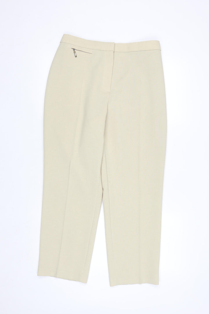 Marks and Spencer Women Beige Size 14 Short Dress Pants