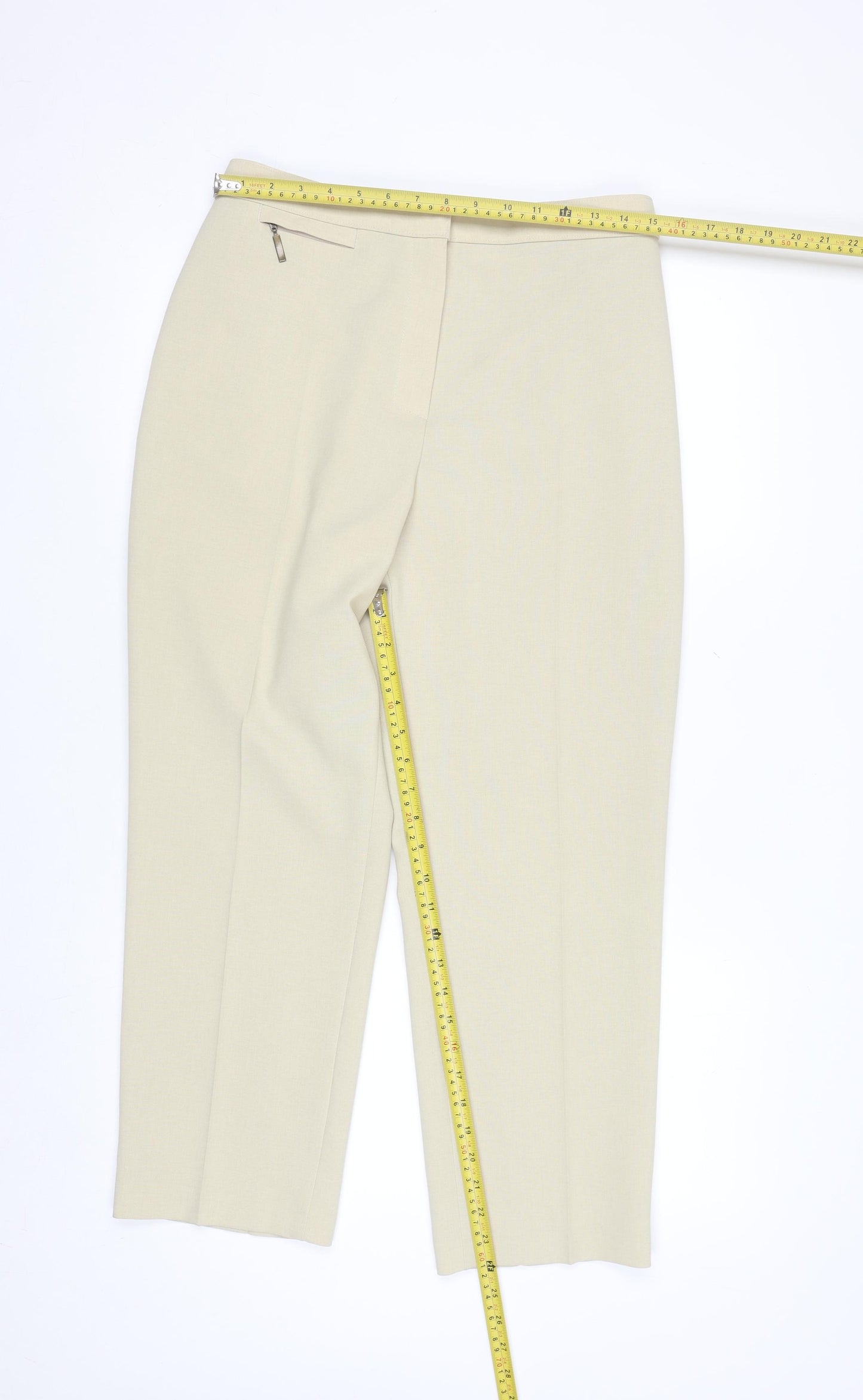 Marks and Spencer Women Beige Size 14 Short Dress Pants