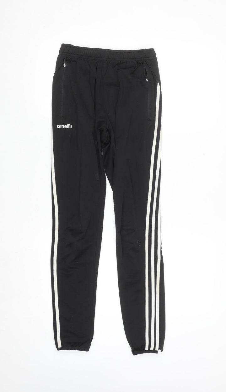 O’Neills Boys Black 13 Years Track Pants with Side Stripes and Zip Pockets