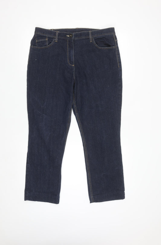 Marks and Spencer Women’s Dark Blue Classic Straight Jeans Size 14 Short