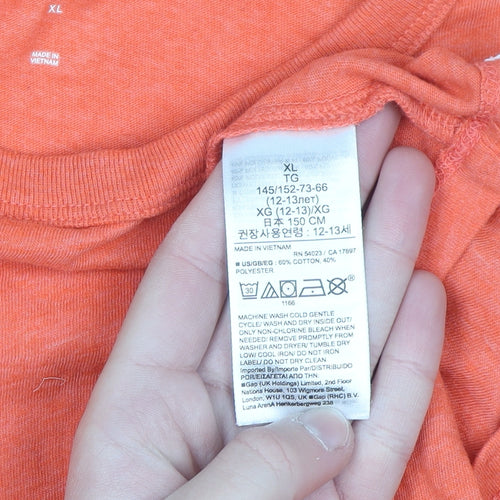 GAP Kids Boys Orange Long Sleeve Cotton Blend T-Shirt XL 12-13 Years