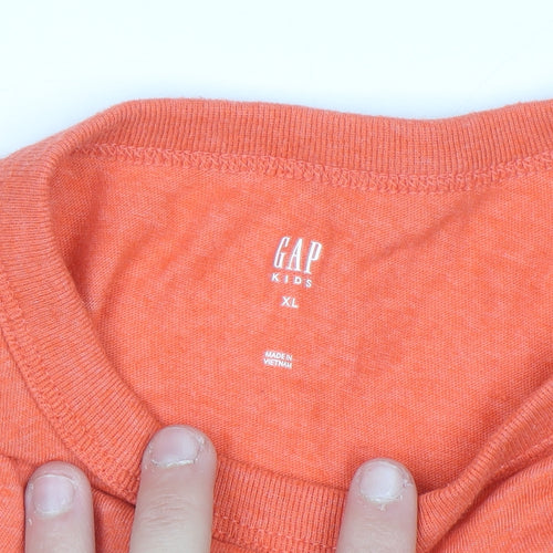 GAP Kids Boys Orange Long Sleeve Cotton Blend T-Shirt XL 12-13 Years