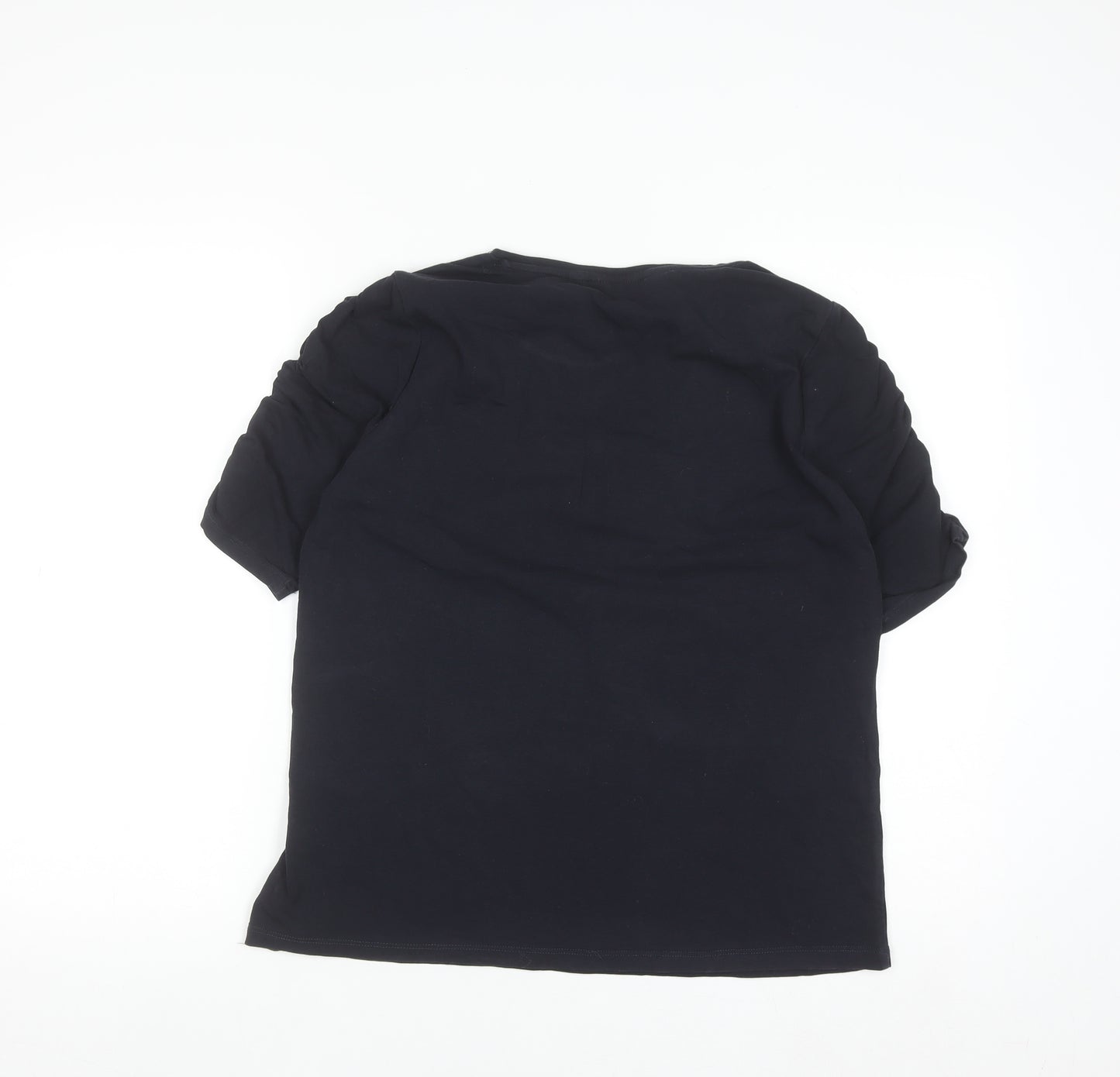 Dorothy Perkins Women Black Embroidered Floral Cotton T-Shirt UK 14